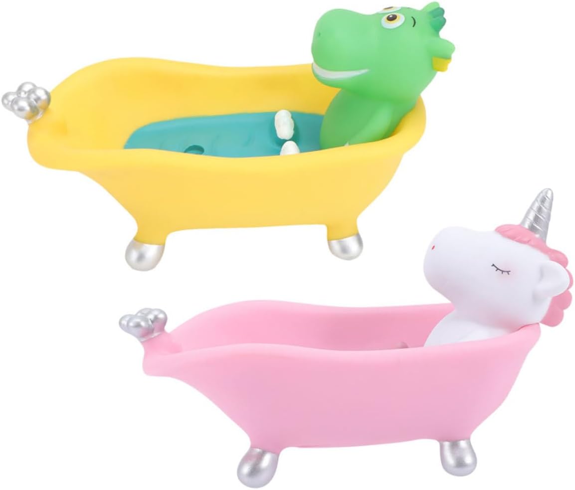 VALICLUD 2 Piece Cute Cartoon Dinosaur Soap Holder for Kids