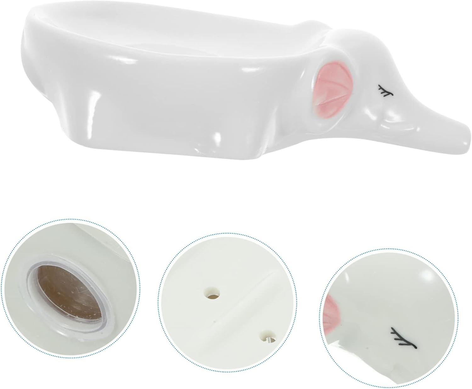 HEALLILY Ceramic Elephant Soap Dish - Self-Draining Trendy Bathroom Organizer
