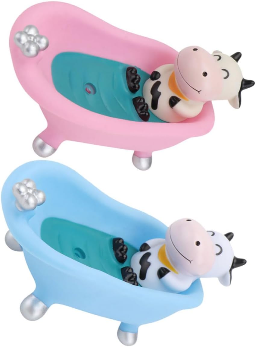 Cute Cartoon 2-Pack Self-Draining Vinyl Soap Holder for Bath Toilets