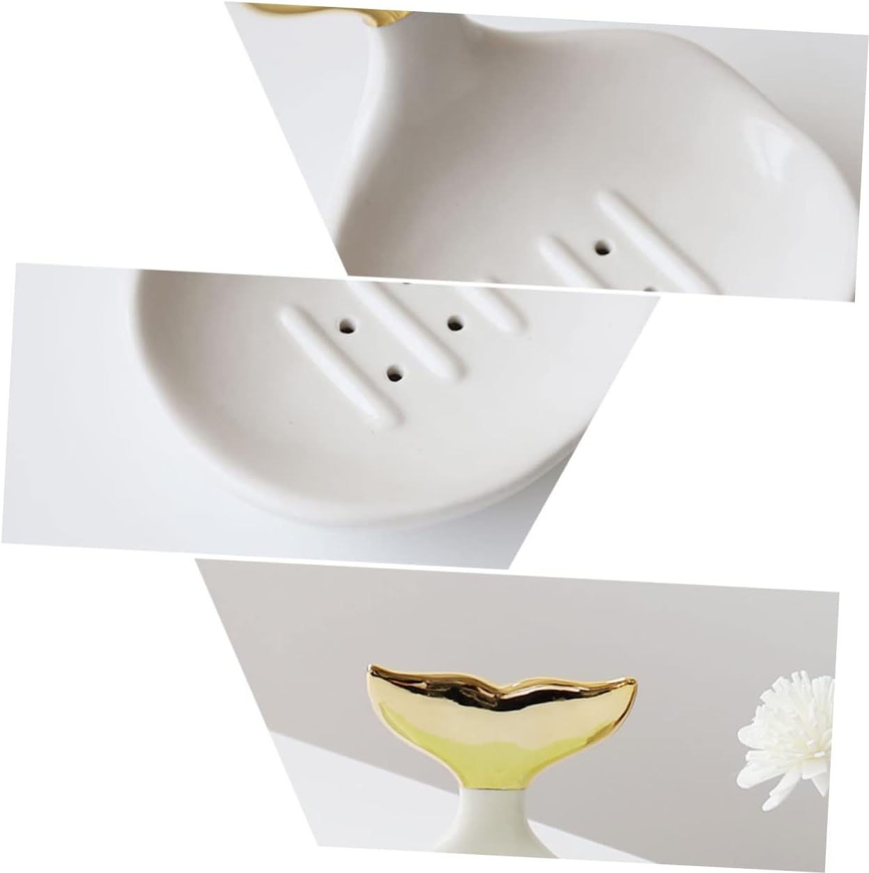 Prettyzoom 1pc Ceramic Soap Holder with Drainage Design for Quick Drying