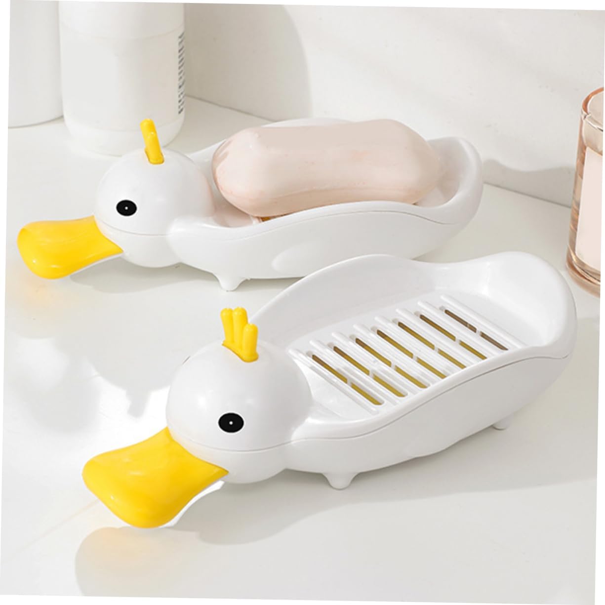 Cute Plastic Soap Dish Self-Draining Animal Design Space-Saving