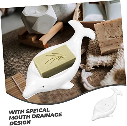 Alipis Cute Dolphin Ceramic Soap Dish Self Draining
