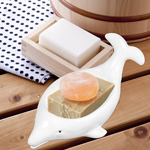 Cabilock Dolphin Ceramic Soap Dish for Bathroom