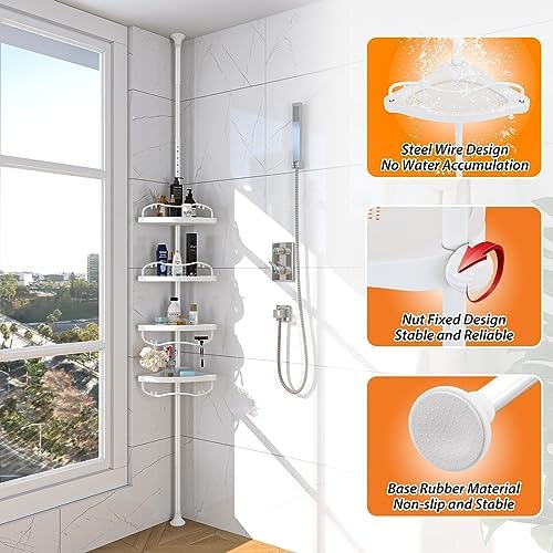Adjustable Durable Shower Caddy with 4 Layers for Bathroom Storage