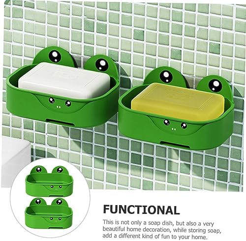 Cute Frog Wall-Mounted Soap Dish PPS Material Easy to Install