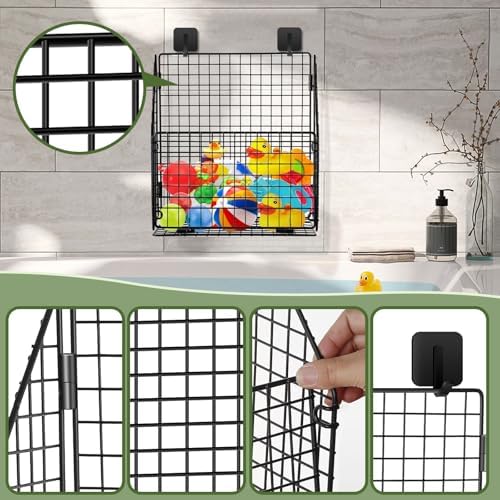 Greentainer Foldable Bath Toy Storage Basket
