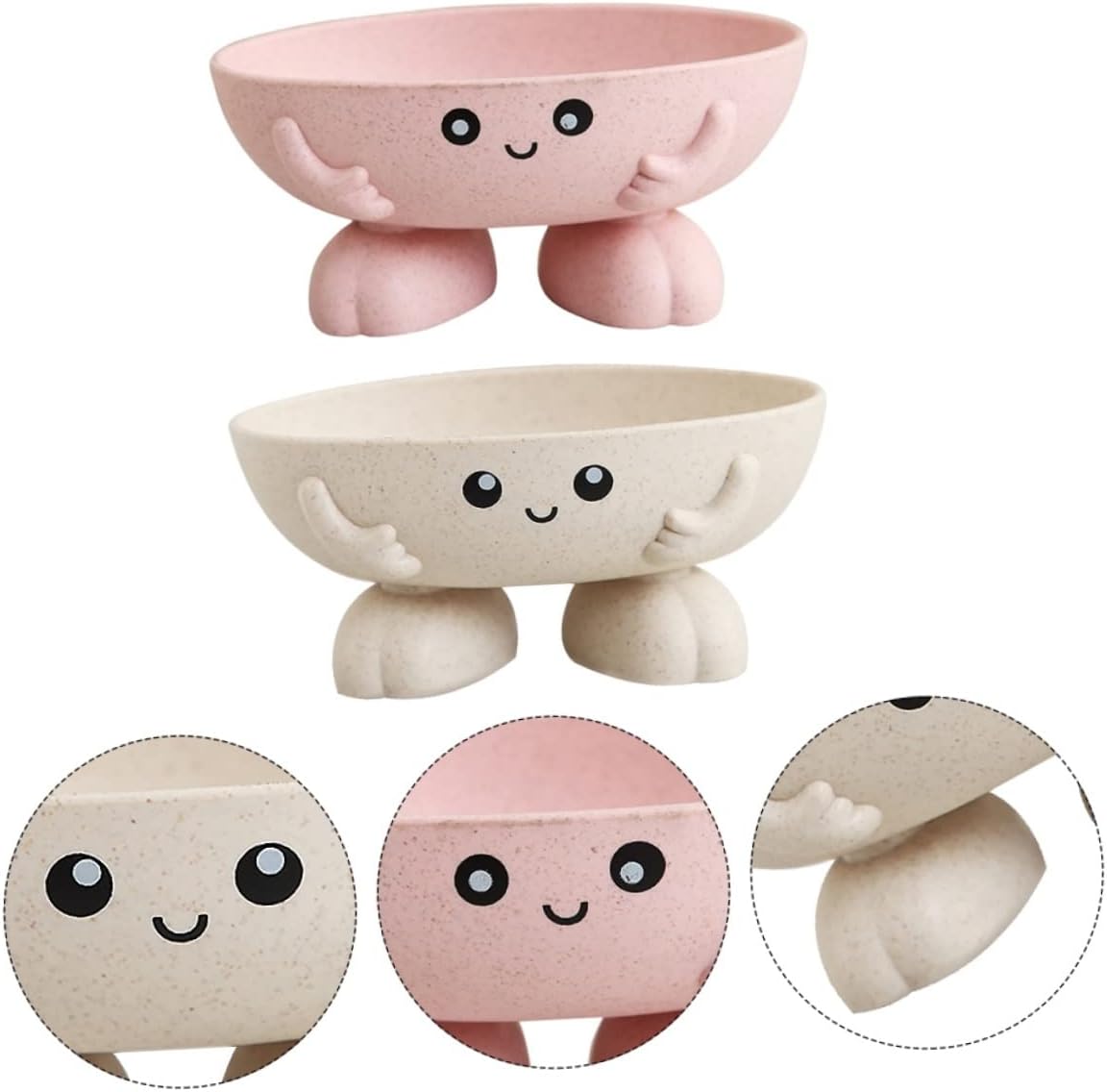 Ciieeo 2pcs Bar Soap Holder Cartoon Design Straw Material for Bathroom Kitchen