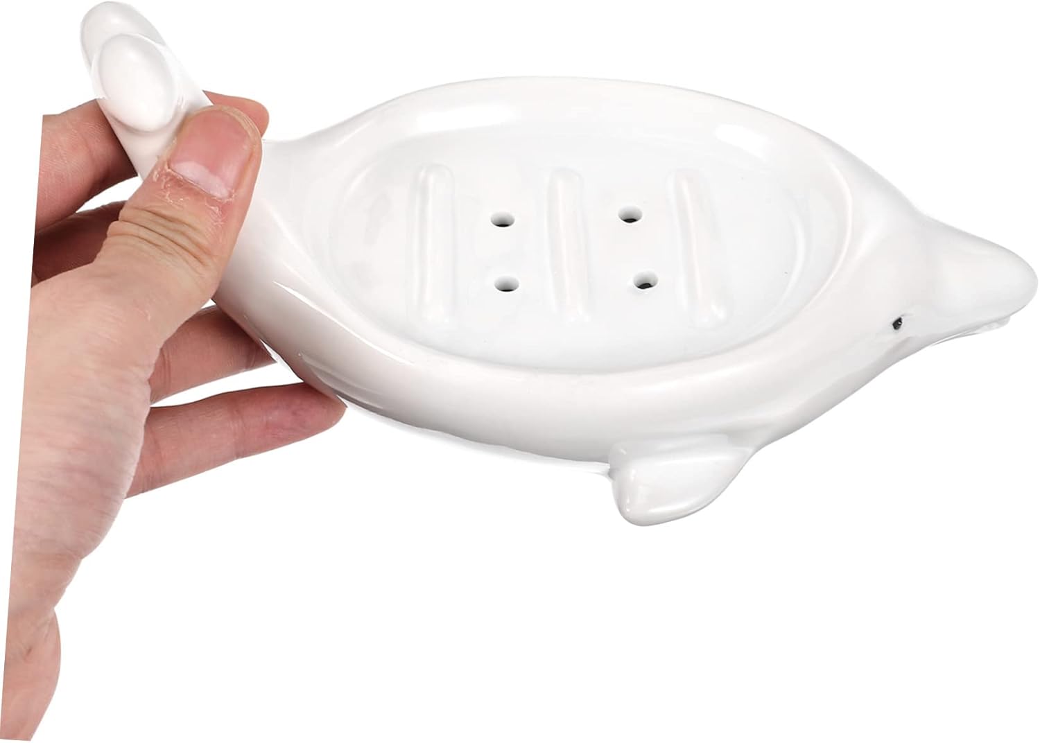 Elegant Self-Draining Ceramic Dolphin Soap Dish