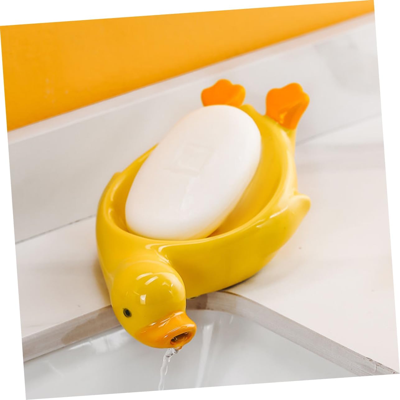 Yellow Soap Dish Ceramic Cartoon Decorative Holder