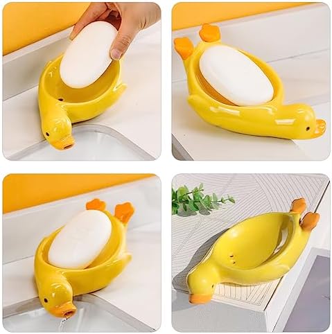 Cabilock Yellow Duck Ceramic Soap Dish Holder