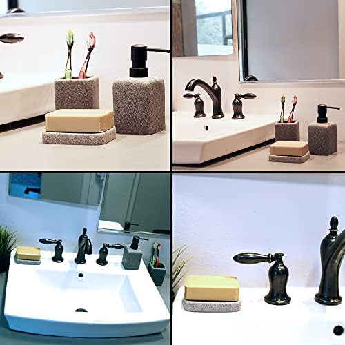 RectangularGreyGraniteSoapDishCupDispenser