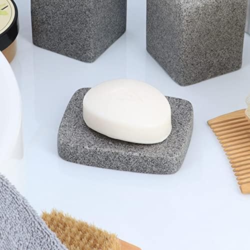 RectangularGreyGraniteSoapDishCupDispenser