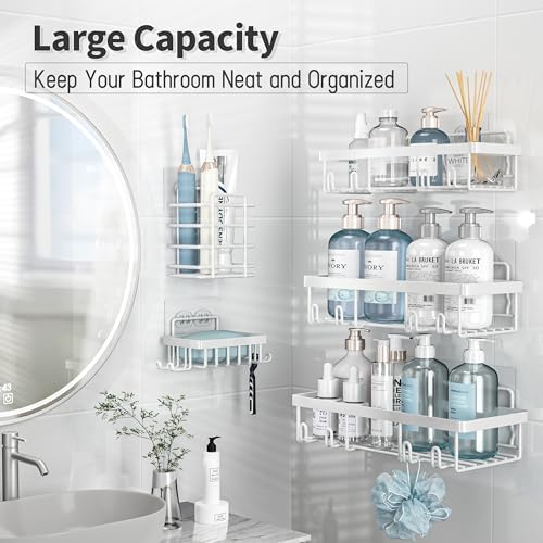 10-Piece Rustproof Stainless Steel Shower Caddy Organizer for Inside Bath