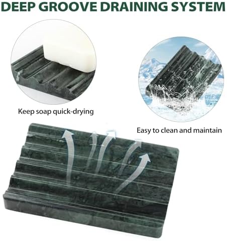 2PC Koville Indian Natural Green Marble Soap Dish for Bathroom