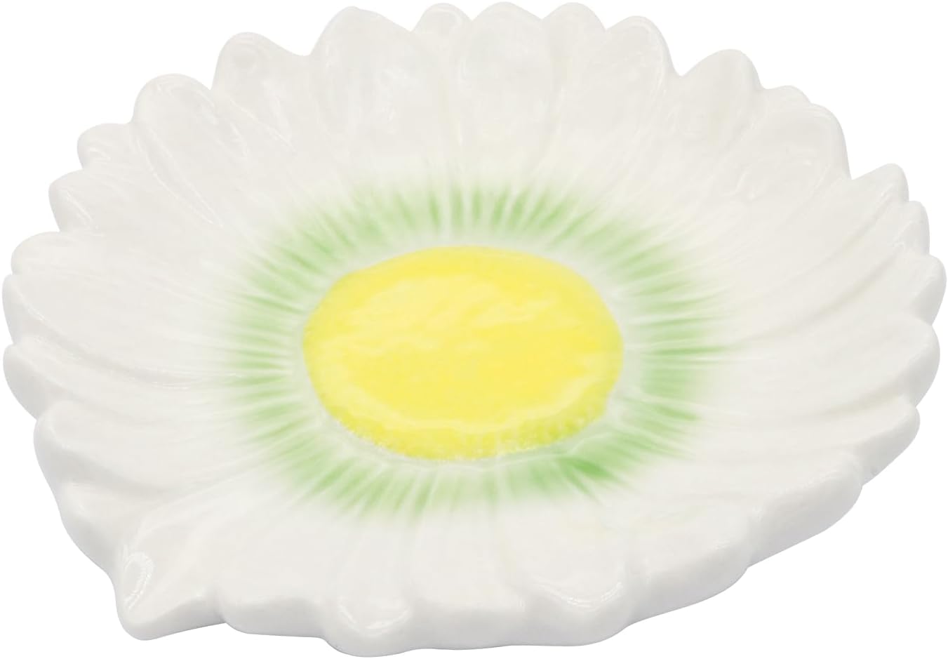 Polyroyal Daisy Flower Ceramic Waterfall Soap Dish Self-Draining