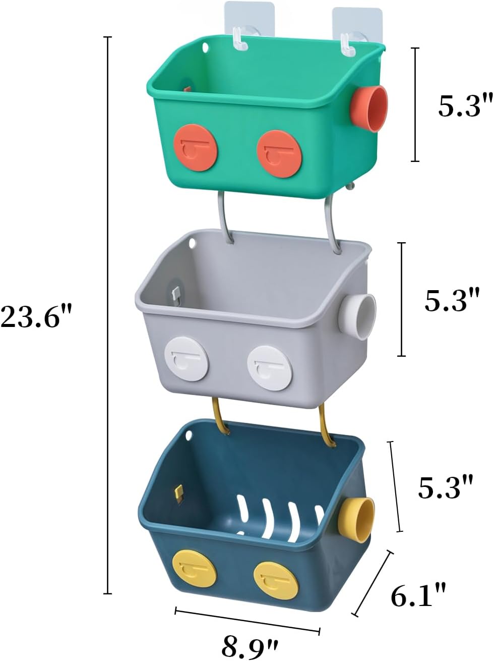 LUFOFOXBath Toy Storage Organizer Basket Detachable 3-Layer Kids Hanging Toy Caddy