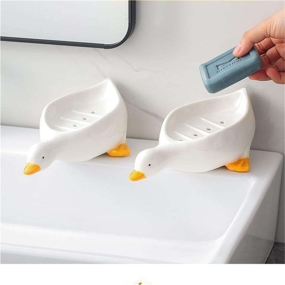 IFAJOOR Decorative Duck Soap Dish White 1 Piece