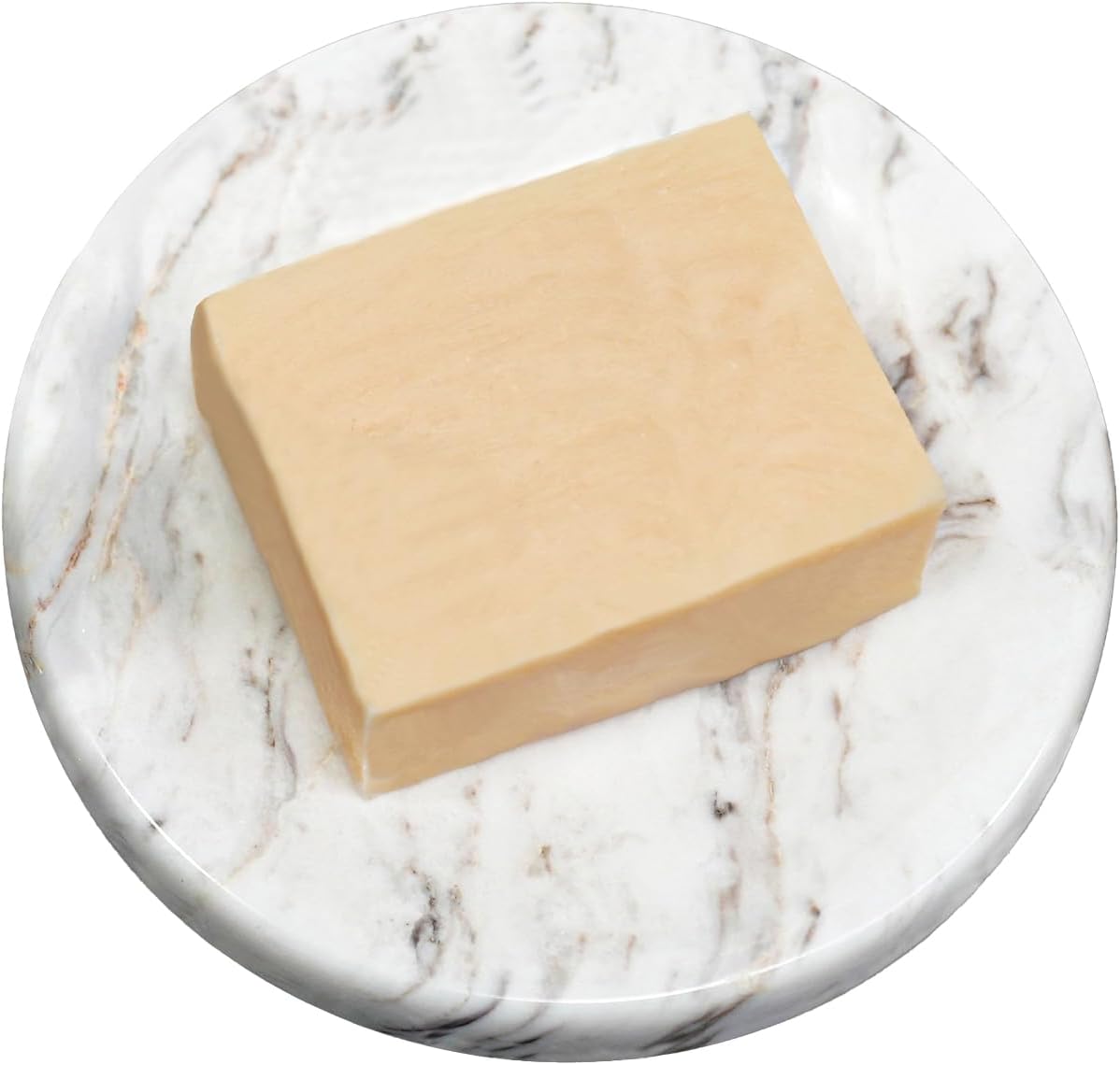 Natural Marble Soap Dish Carrara White Round Holder for Bathroom and Kitchen