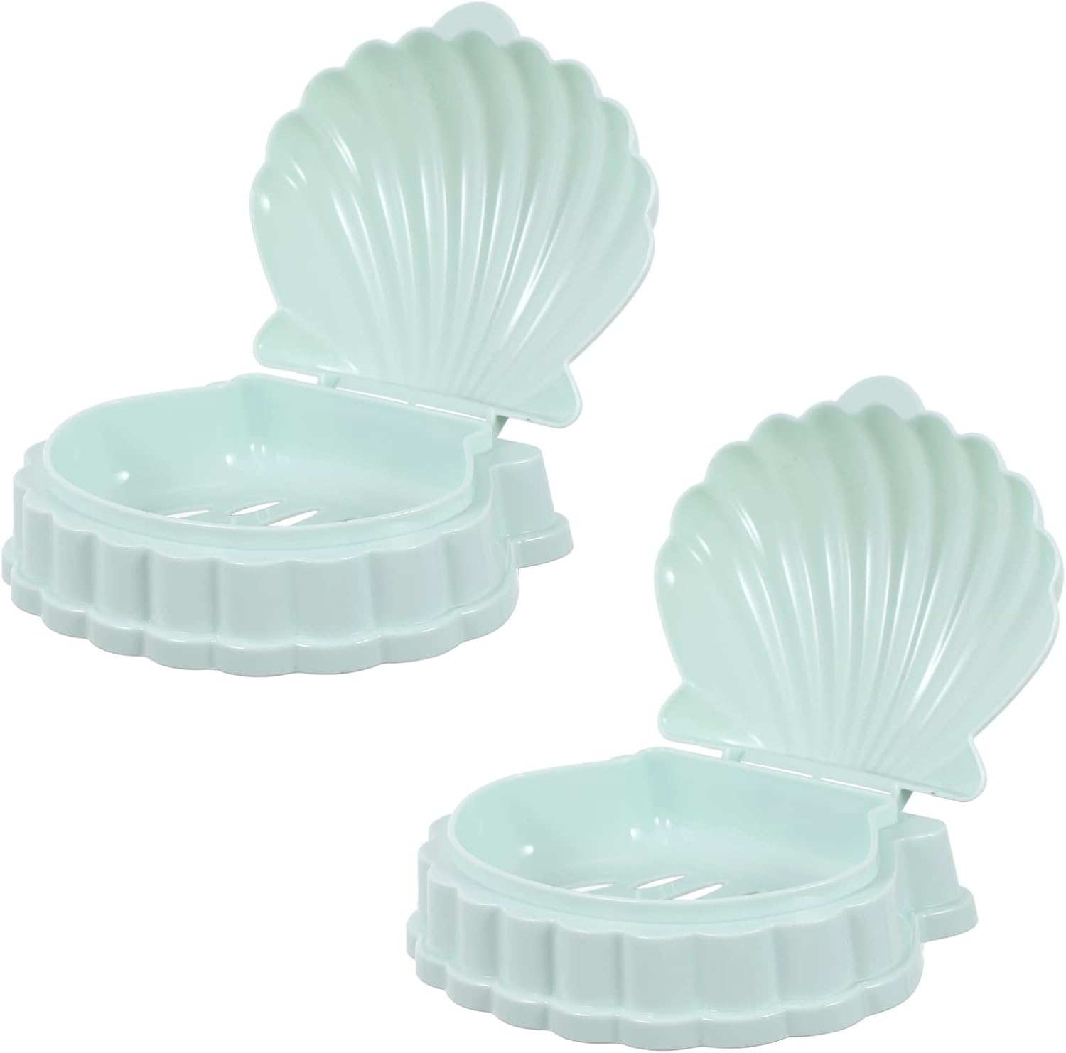 2-Piece Shell Soap Dish Holder for Bathroom Travel Use