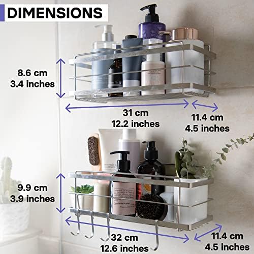 Sturdy 304 Stainless Steel Showers Organizer 2-Pack