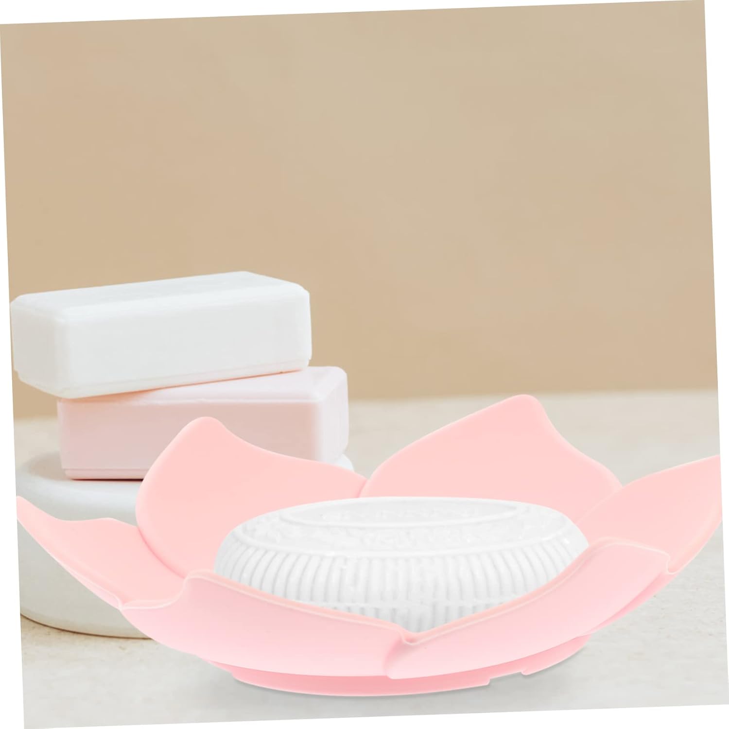 Bathroom Soap Dish Holder with Drainage and Flower Design