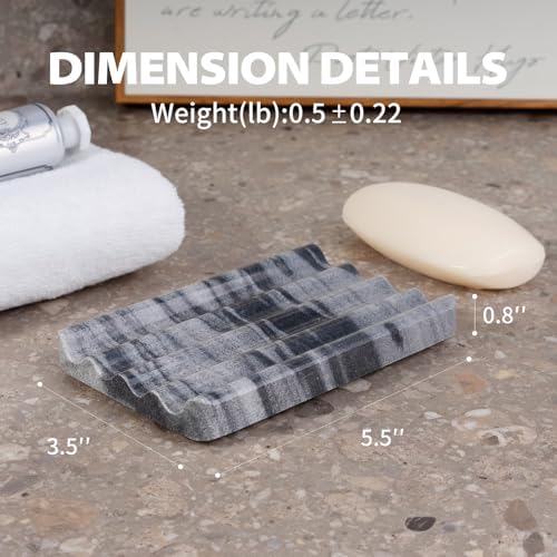 2 Pcs Marble Soap Dish Wave Design Kitchen Bathroom Organizer
