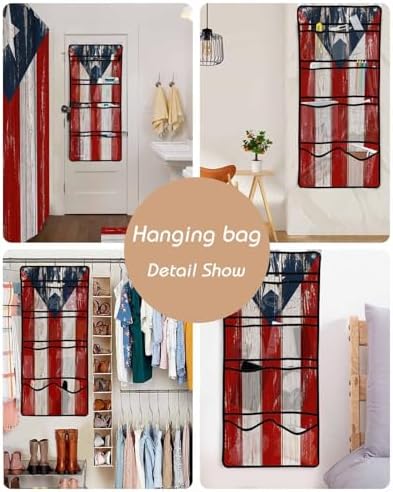Herbed Puerto Rico Flag Water Proof ShowerCurtain Organizer Set with 10 Pockets