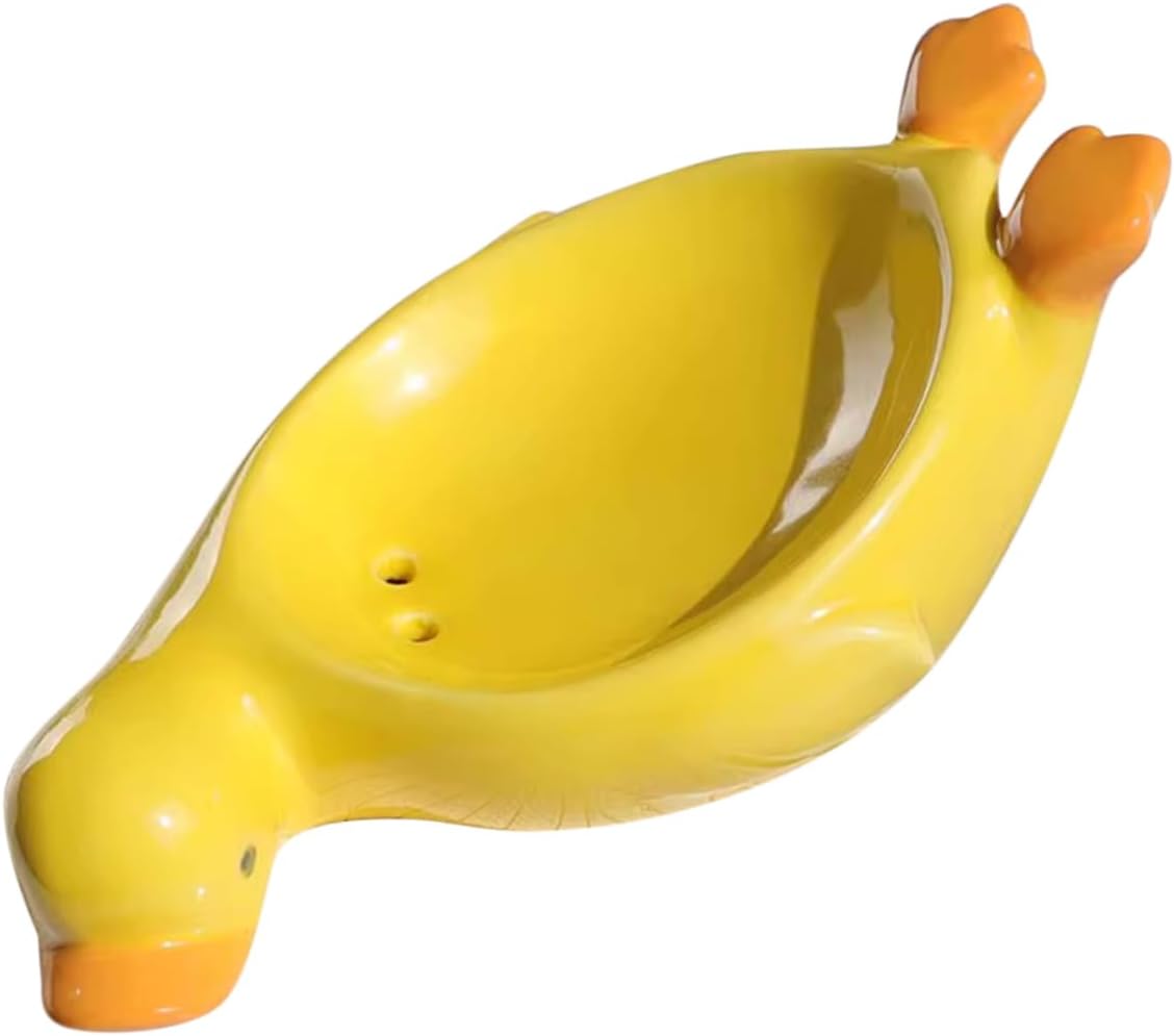 Cute Duck Ceramic Soap Dish with Drain Holes
