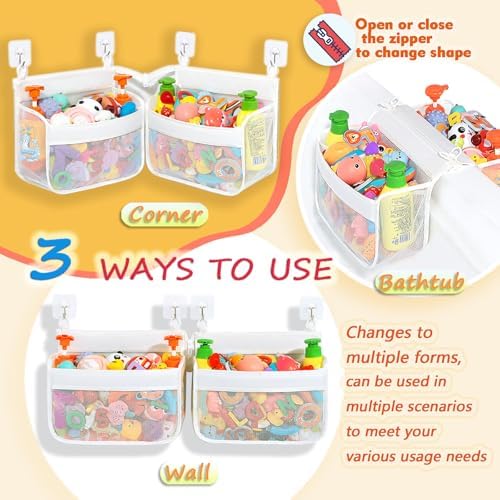 Multi-Use Bath Toy Organizer - Corner Wall Mount