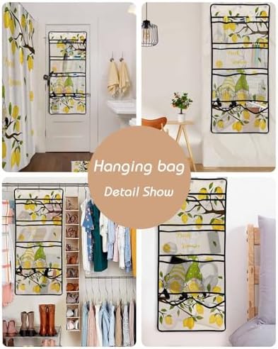 ZFUNCING Farm Yellow Lemon Yellow Gnome Mesh Shower Curtain Organizer Set Waterproof Rustic