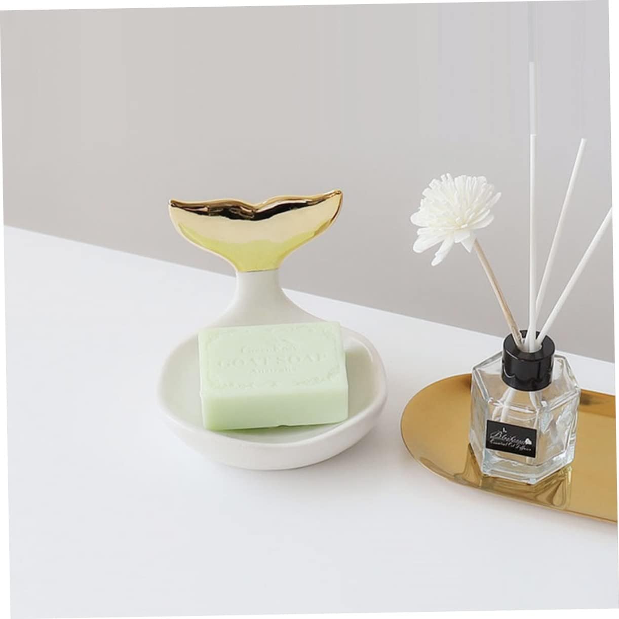 Prettyzoom 1pc Ceramic Soap Holder with Drainage Design for Quick Drying
