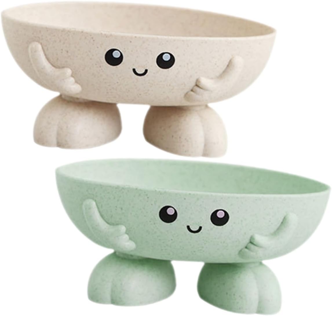 2-Piece Cartoon Self-Draining Soap Holder Tray
