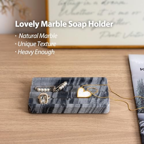 2 Pcs Marble Soap Dish Wave Design Kitchen Bathroom Organizer