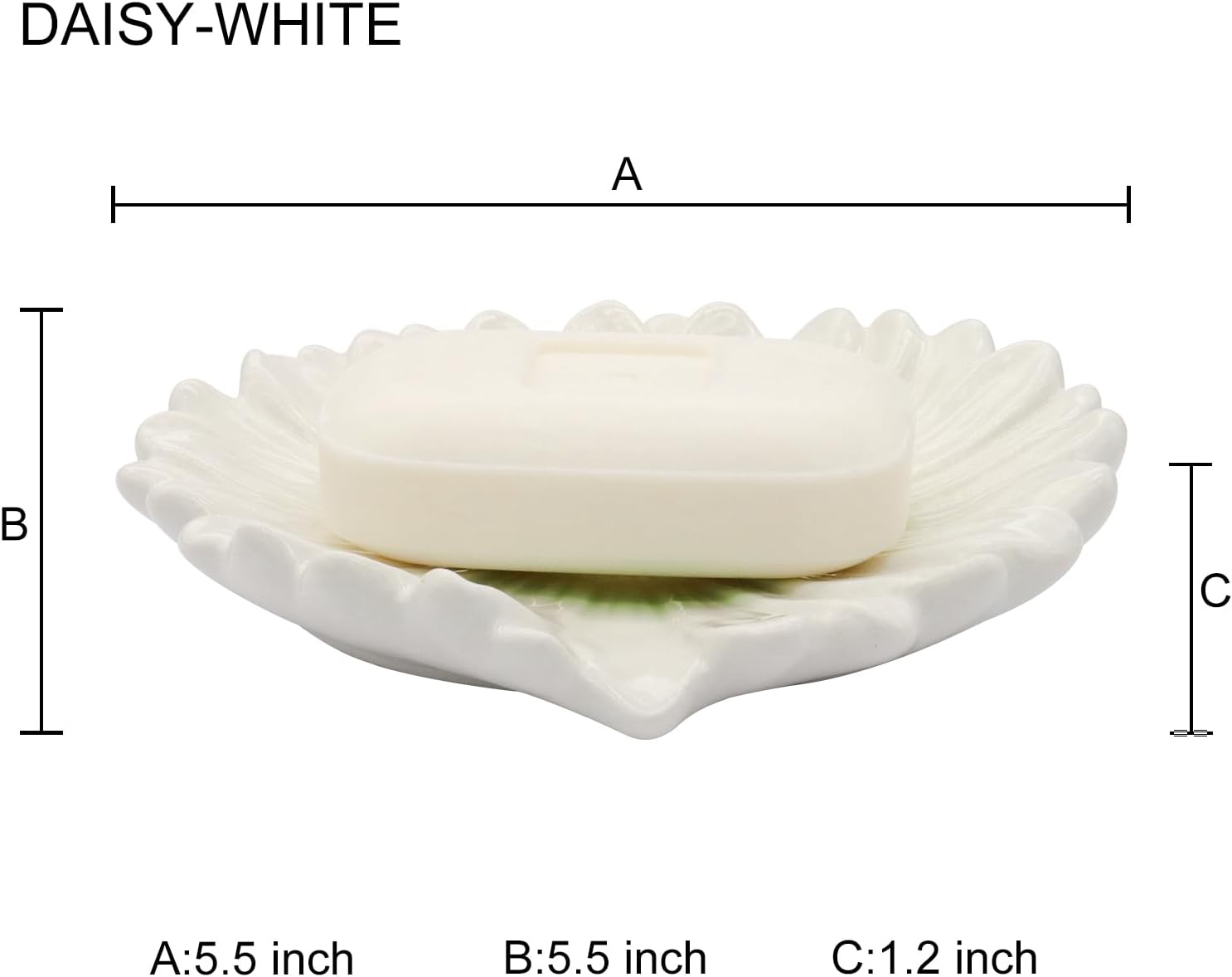 Polyroyal Daisy Flower Ceramic Waterfall Soap Dish Self-Draining
