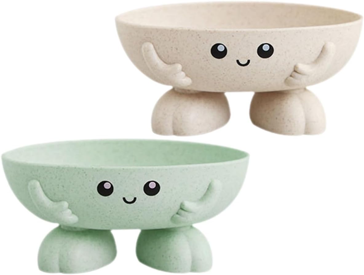 Cartoon Kids Self-Draining Soap Holder 2-Piece Set