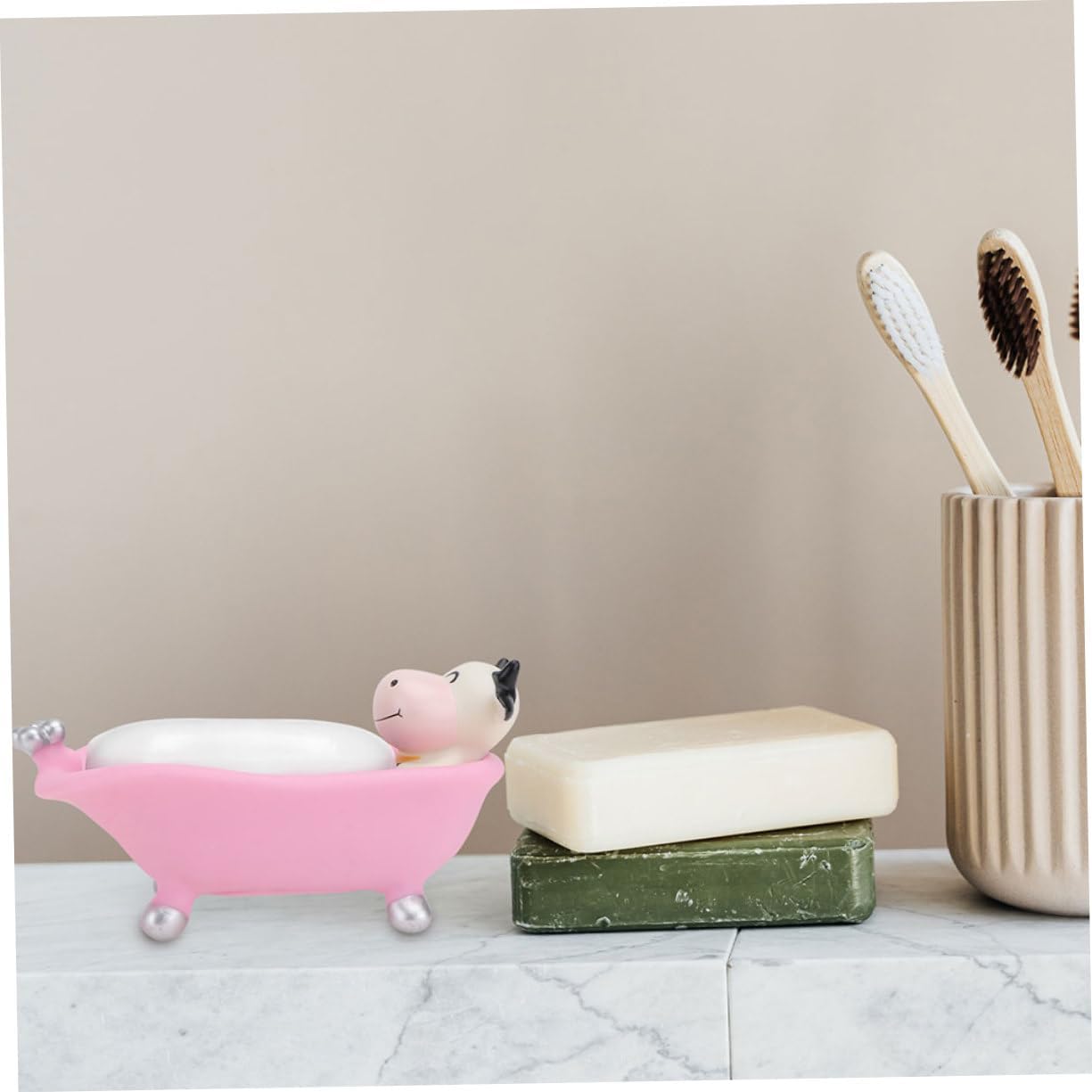 Cute Cartoon 2-Pack Self-Draining Vinyl Soap Holder for Bath Toilets