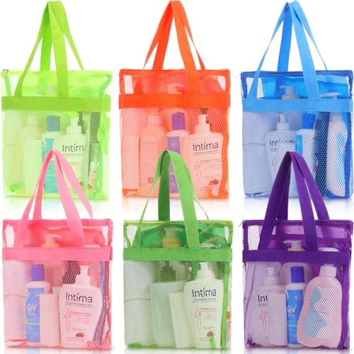 6PCS Mesh Shower Caddy with Zippers 2 Pockets