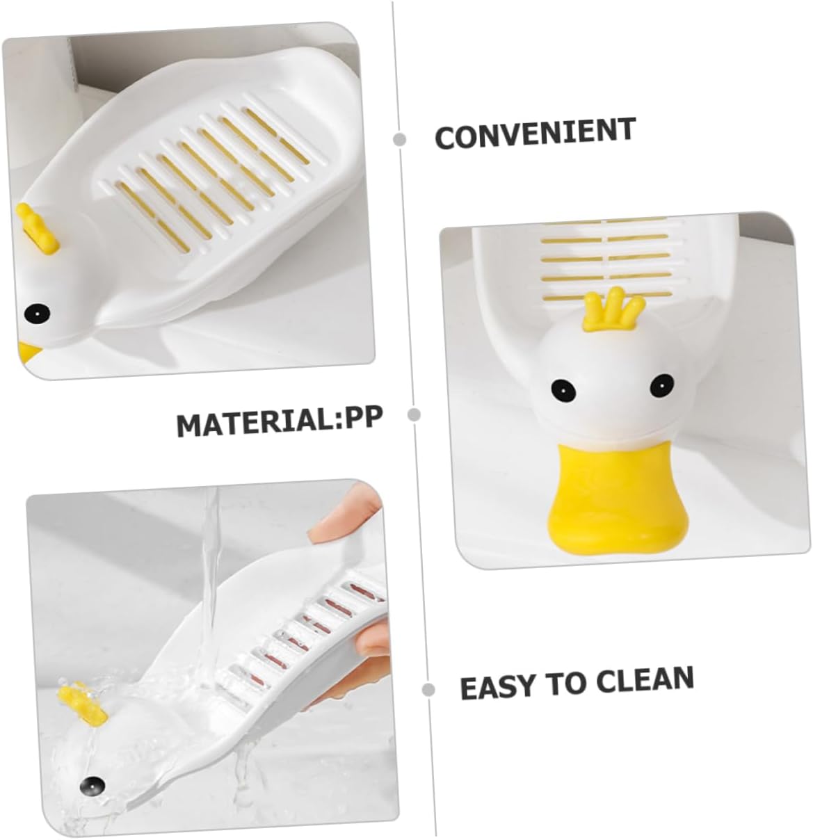 GLEAVI Cute Duck Shape Self-Draining Soap Dish