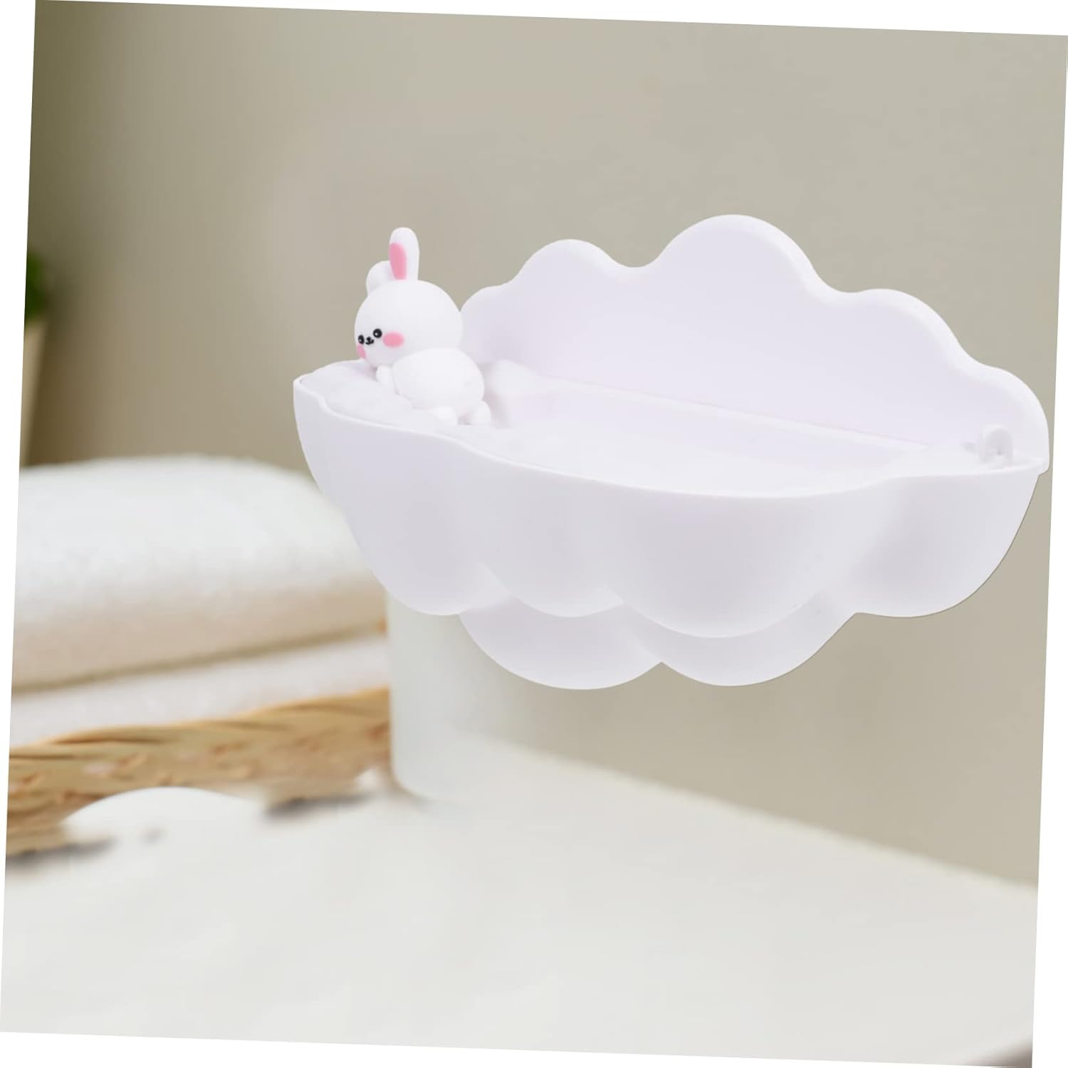 Homoyoyo Cartoon Cloud Wall-Mounted Soap Dish Punch Holder Self-Draining Design
