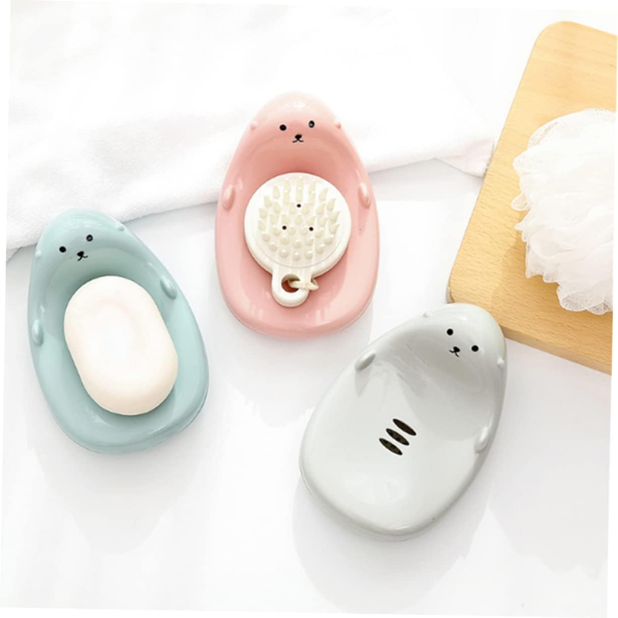 PRETYZOOM P Dish Boys Girls Self Draining Soap Holder Pink