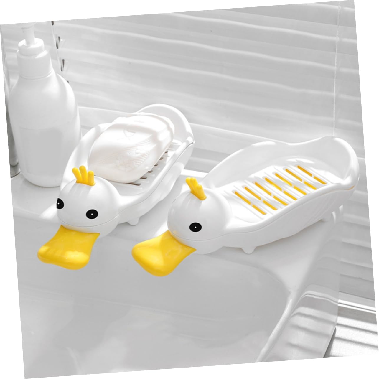 LIFKOME Cute Duck Soap Holder Self Draining Dish for Bathroom Kitchen