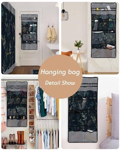 ZFUNCING Waterproof Shower Curtain with Mesh Organizer and Hooks