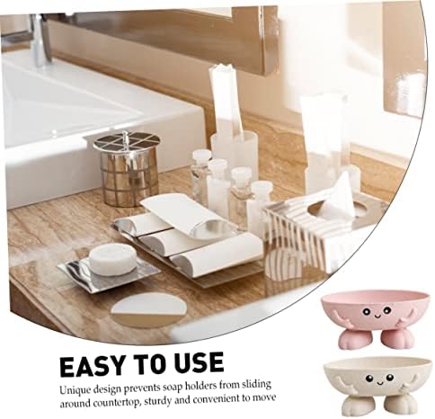 2pcs Cartoon Soap Dish with Drainage for Bathroom Kitchen