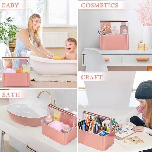 Portable Shower Caddy Tote with Handles Pink