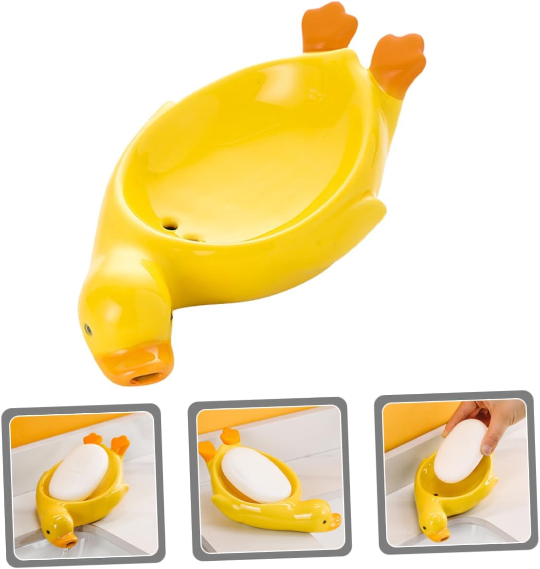 Adorable Duck Ceramic Soap Dish for Bathroom and Kitchen