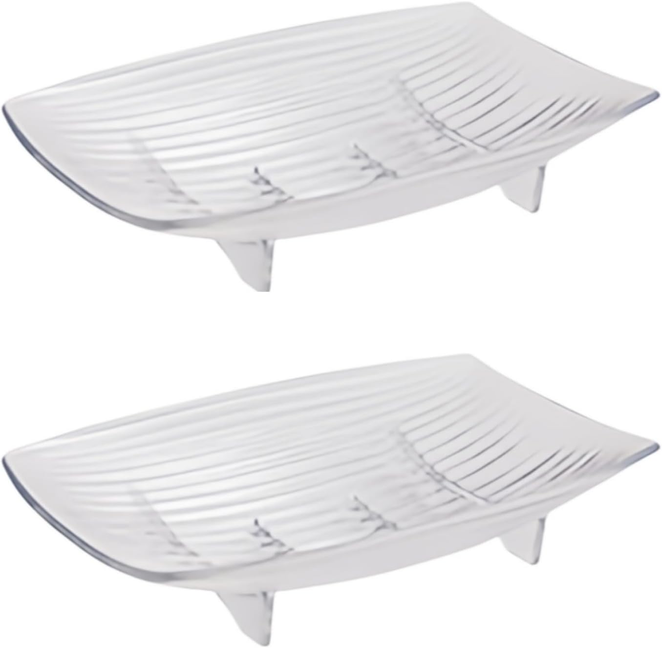 WYXWZTransparent 2-Piece Boat-Shaped Self-Draining Soap Dish for Bathroom