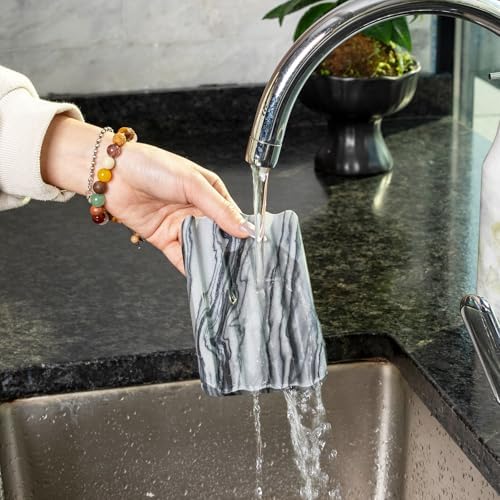 2 Pcs Marble Soap Dish Wave Design Kitchen Bathroom Organizer