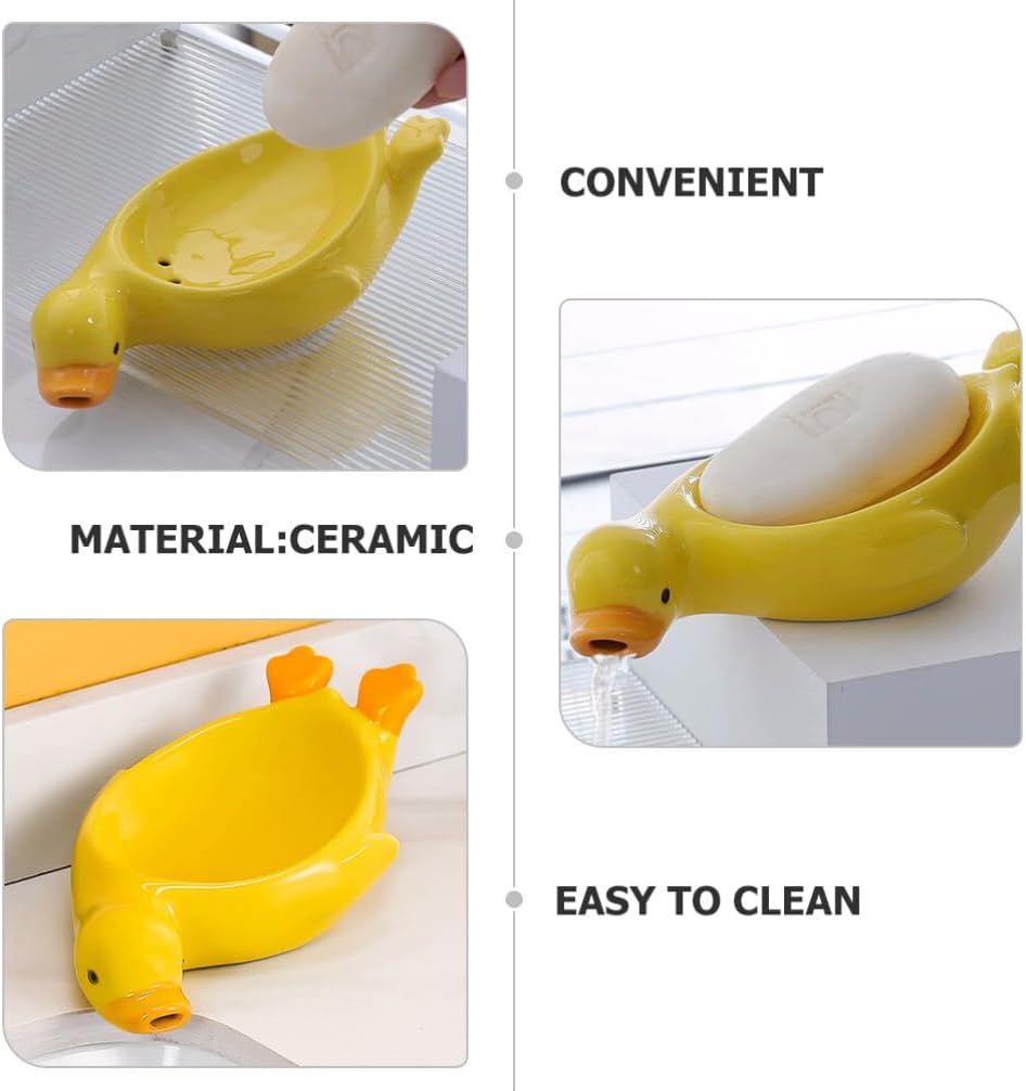 Garneck Ceramic Self-Draining Soap Dish Duck Shape WRITE NOW