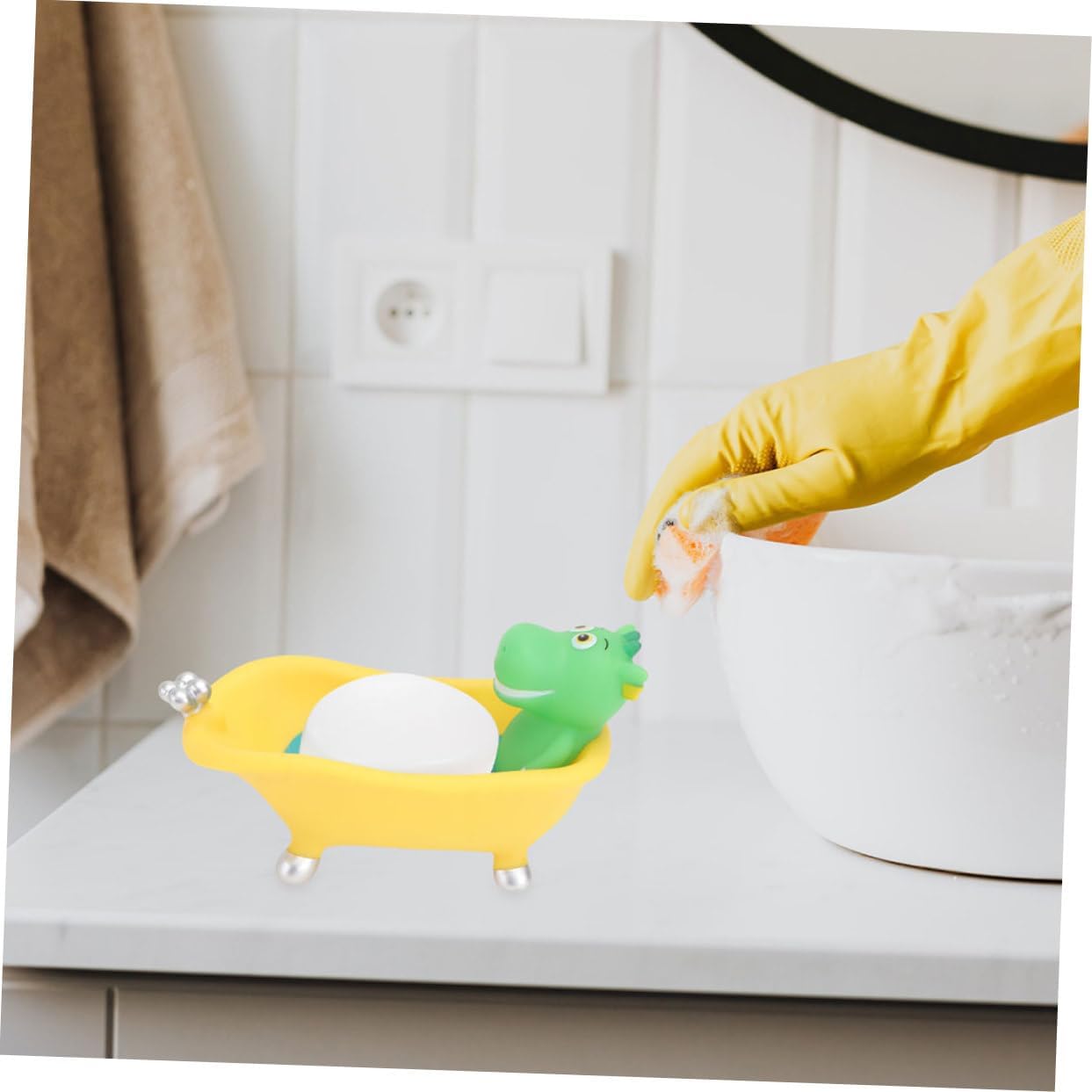 2pcs Cute Cartoon Animal Soap Holder Draining Tray for Bathroom