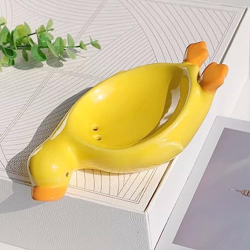 Cabilock Yellow Duck Ceramic Soap Dish Holder
